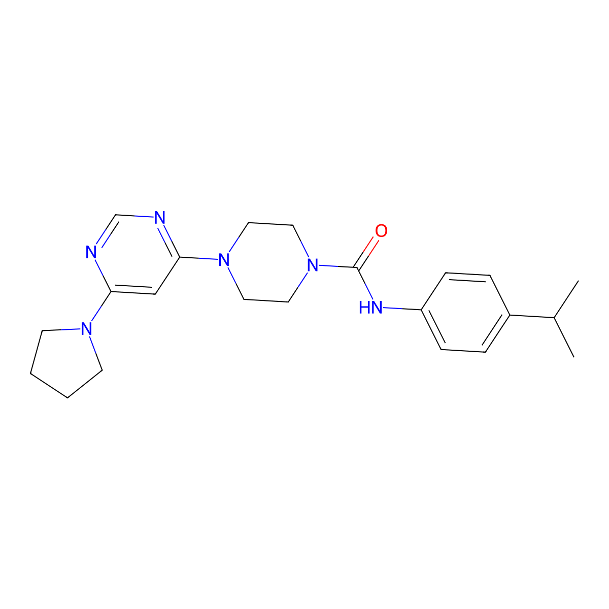 N-(4-isopropylphenyl)-4-(6-(pyrrolidin-1-yl)pyrimidin-4-yl)piperazine-1-carboxamide molecular structure, CAS 1203138-81-1