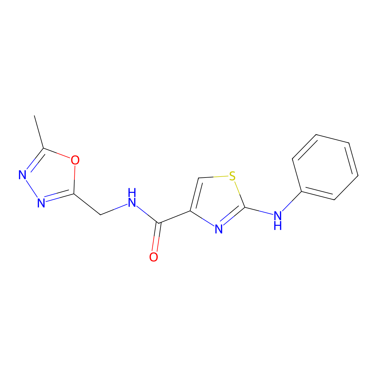 N-((5-methyl-1,3,4-oxadiazol-2-yl)methyl)-2-(phenylamino)thiazole-4-carboxamide molecular structure, CAS 1203139-73-4