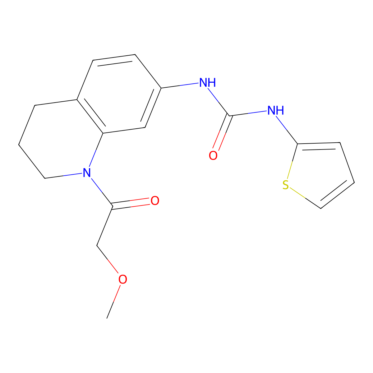 1-(1-(2-Methoxyacetyl)-1,2,3,4-tetrahydroquinolin-7-yl)-3-(thiophen-2-yl)urea molecular structure, CAS 1203140-07-1