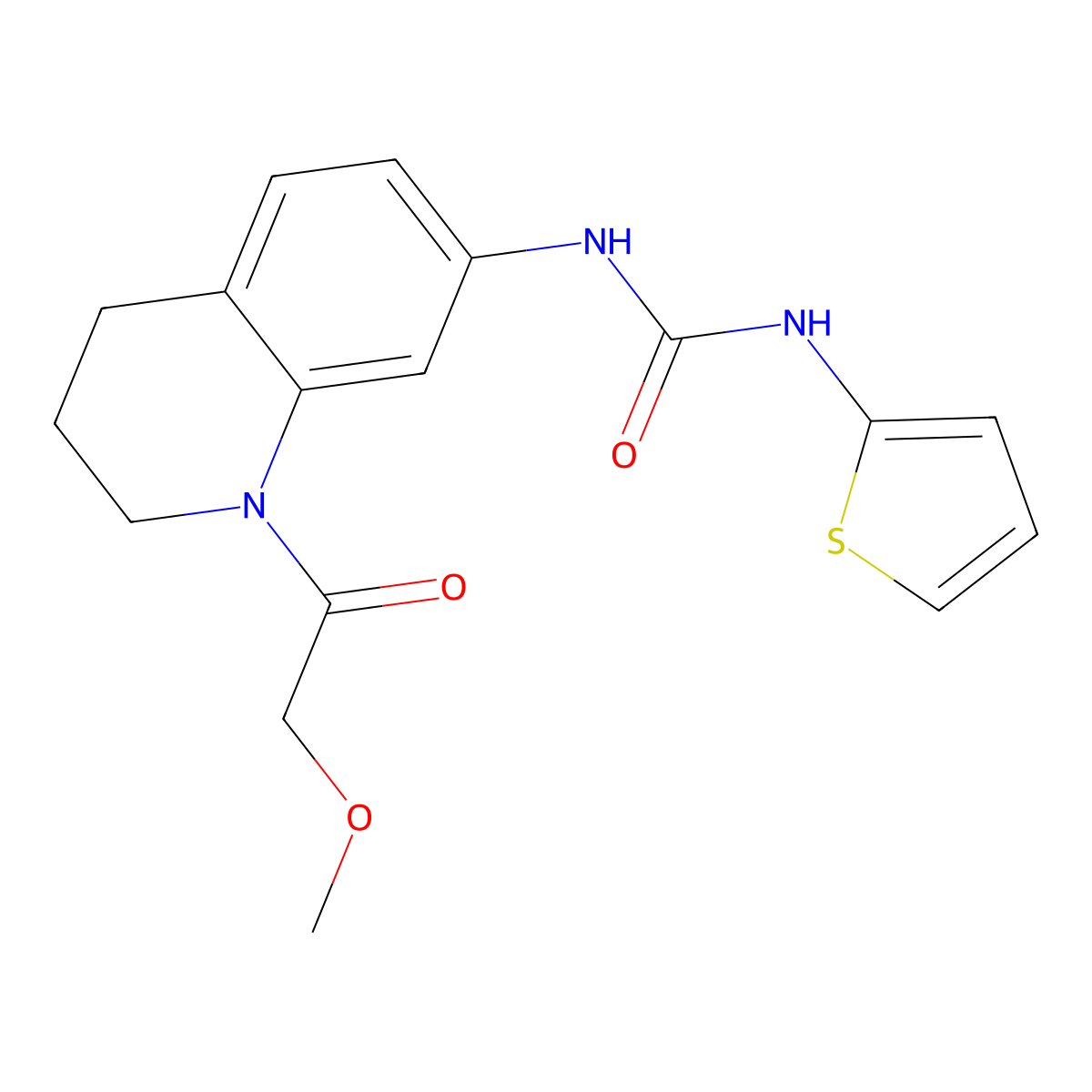 1-(1-(2-Methoxyacetyl)-1,2,3,4-tetrahydroquinolin-7-yl)-3-(thiophen-2-yl)urea molecular structure, CAS 1203140-07-1