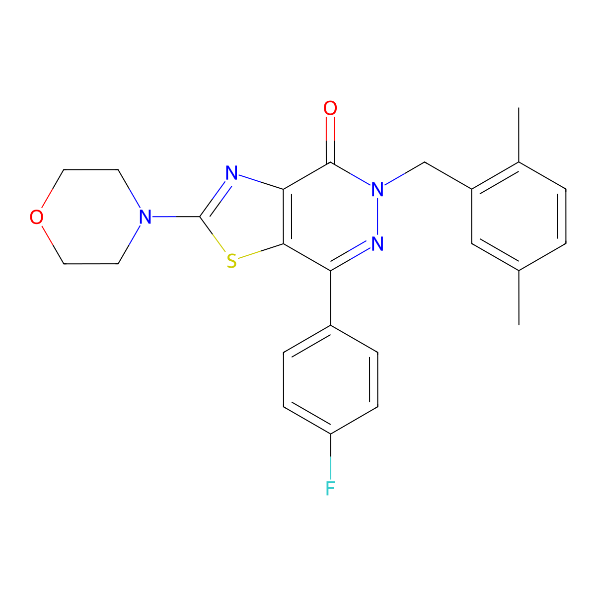 5-(2,5-dimethylbenzyl)-7-(4-fluorophenyl)-2-morpholinothiazolo[4,5-d]pyridazin-4(5H)-one molecular structure, CAS 1203140-26-4