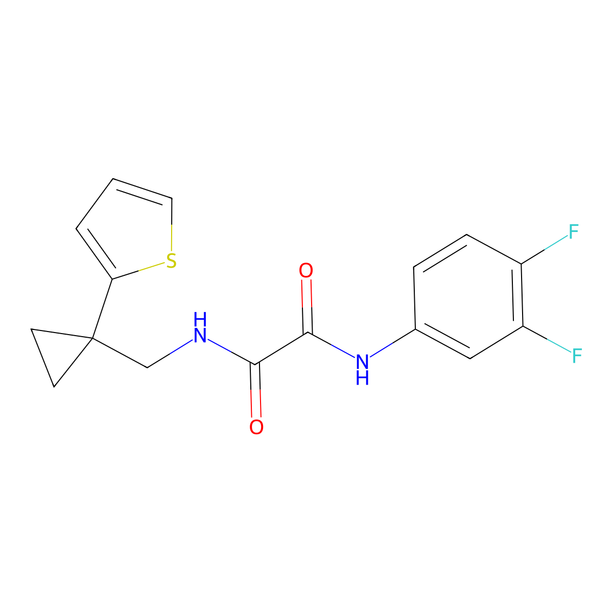 N1-(3,4-difluorophenyl)-N2-((1-(thiophen-2-yl)cyclopropyl)methyl)oxalamide molecular structure, CAS 1203140-54-8
