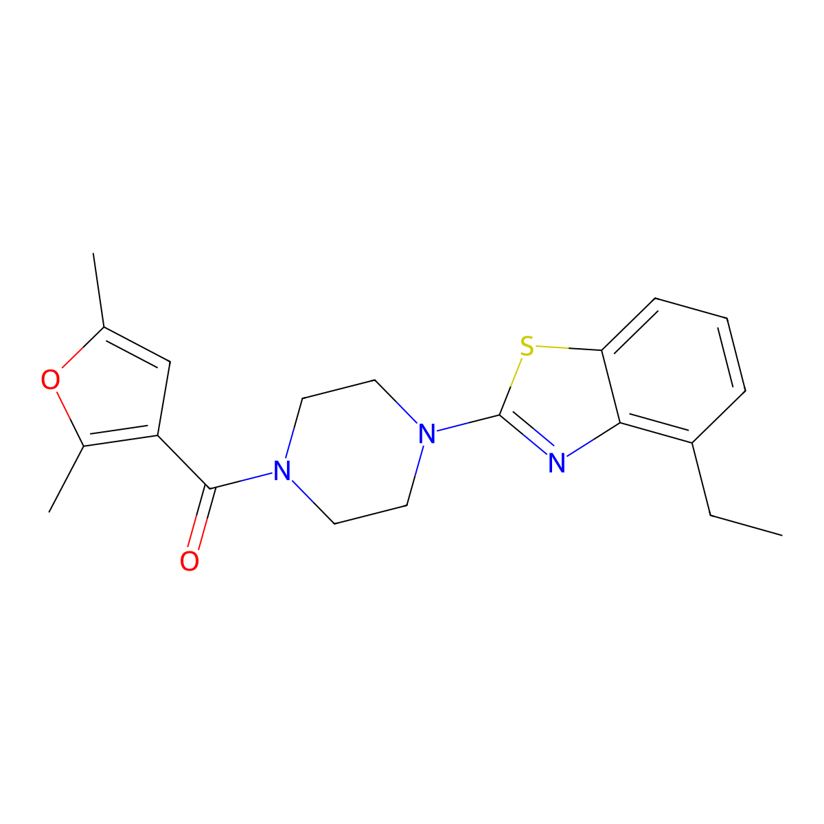(2,5-Dimethylfuran-3-yl)(4-(4-ethylbenzo[d]thiazol-2-yl)piperazin-1-yl)methanone molecular structure, CAS 1203140-65-1