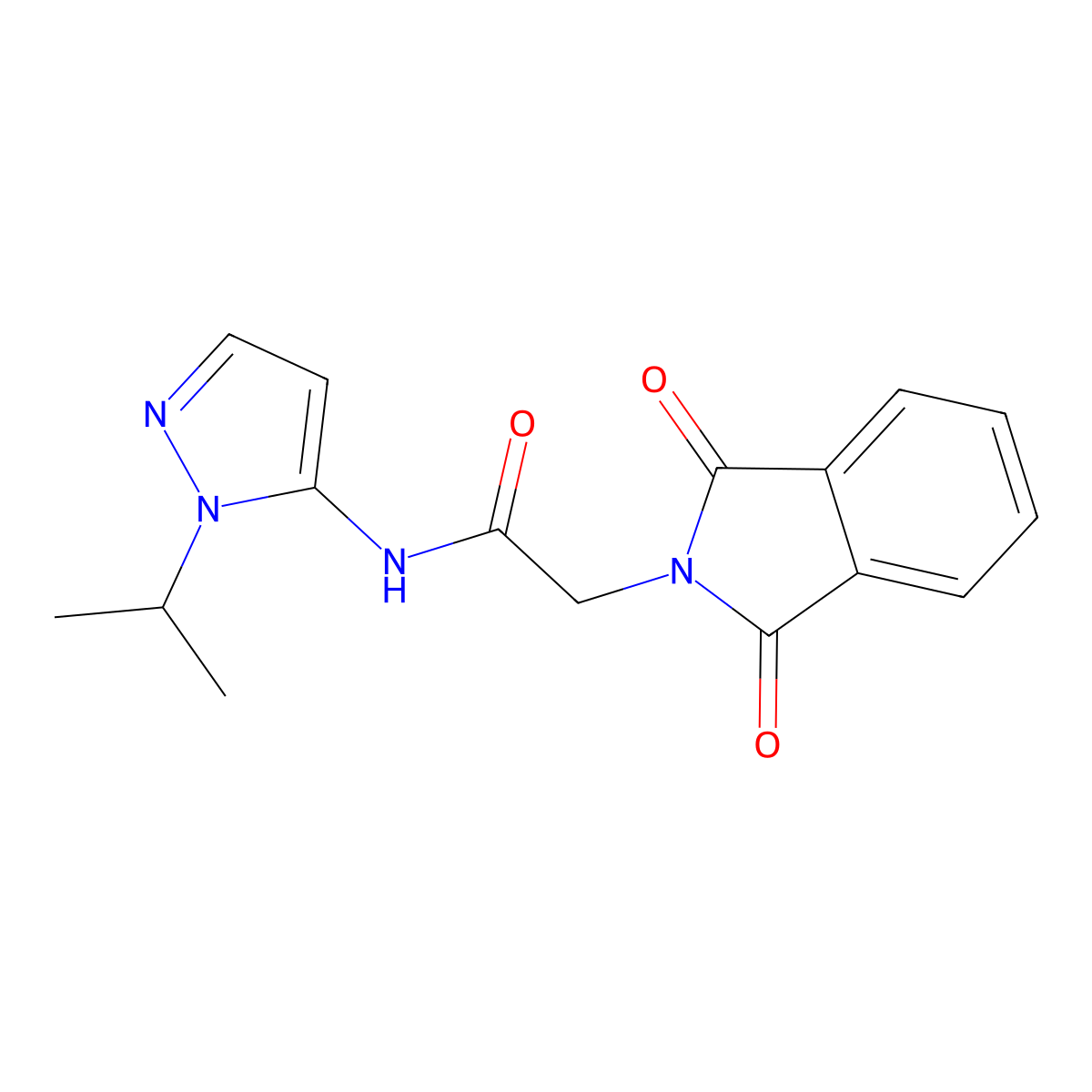 2-(1,3-dioxoisoindolin-2-yl)-N-(1-isopropyl-1H-pyrazol-5-yl)acetamide molecular structure, CAS 1203141-29-0