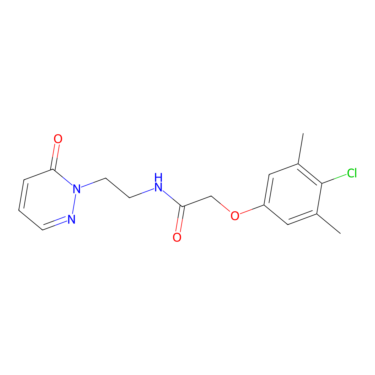 2-(4-chloro-3,5-dimethylphenoxy)-N-(2-(6-oxopyridazin-1(6H)-yl)ethyl)acetamide molecular structure, CAS 1203141-64-3