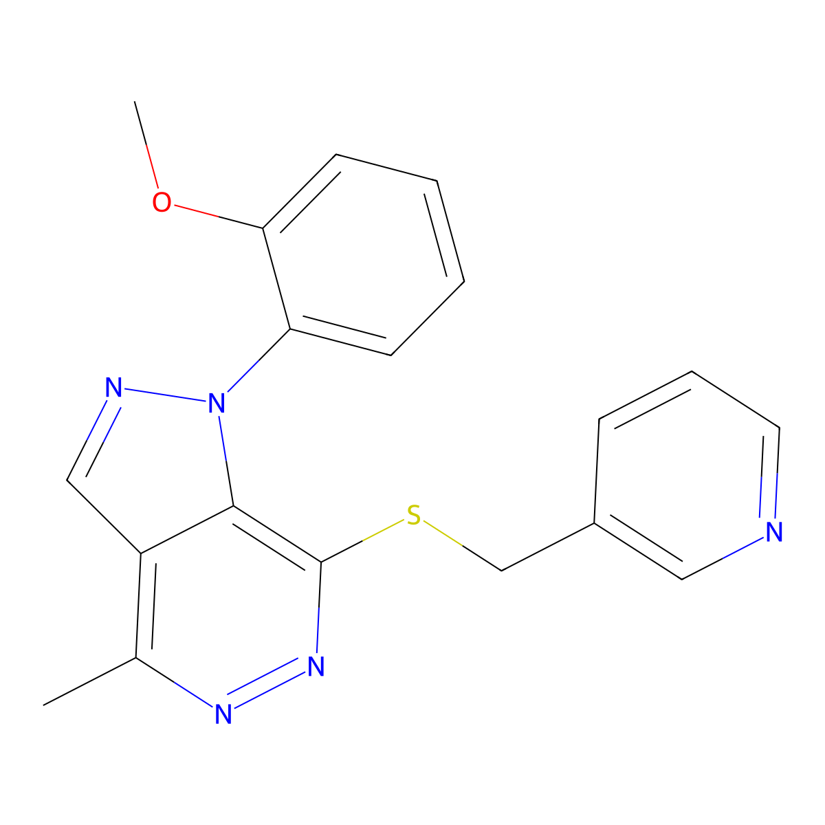 1-(2-methoxyphenyl)-4-methyl-7-((pyridin-3-ylmethyl)thio)-1H-pyrazolo[3,4-d]pyridazine molecular structure, CAS 1203143-57-0