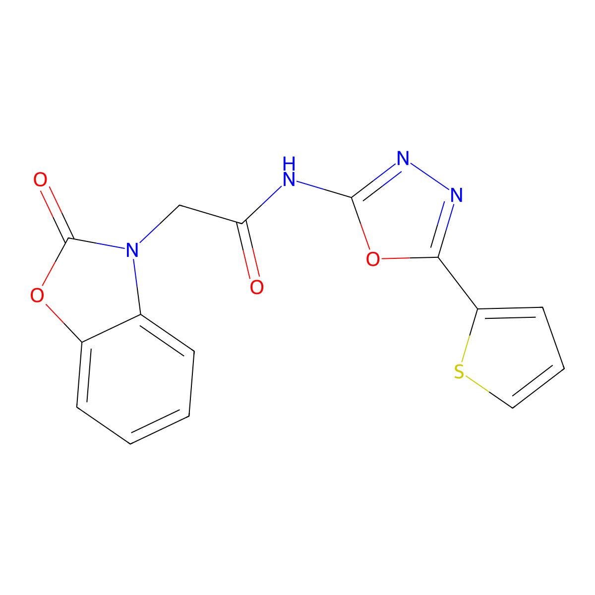 2-(2-oxobenzo[d]oxazol-3(2H)-yl)-N-(5-(thiophen-2-yl)-1,3,4-oxadiazol-2-yl)acetamide molecular structure, CAS 1203145-61-2