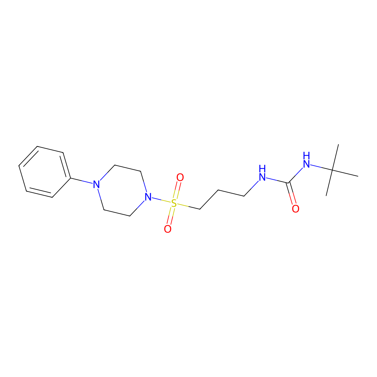 1-(Tert-butyl)-3-(3-((4-phenylpiperazin-1-yl)sulfonyl)propyl)urea molecular structure, CAS 1203146-04-6