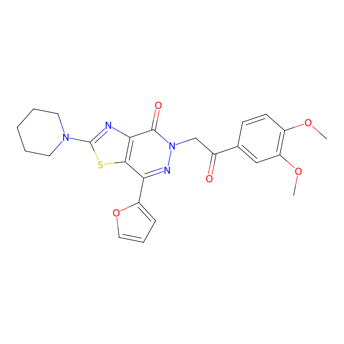 5-(2-(3,4-dimethoxyphenyl)-2-oxoethyl)-7-(furan-2-yl)-2-(piperidin-1-yl)thiazolo[4,5-d]pyridazin-4(5H)-one molecular structure, CAS 1203146-65-9