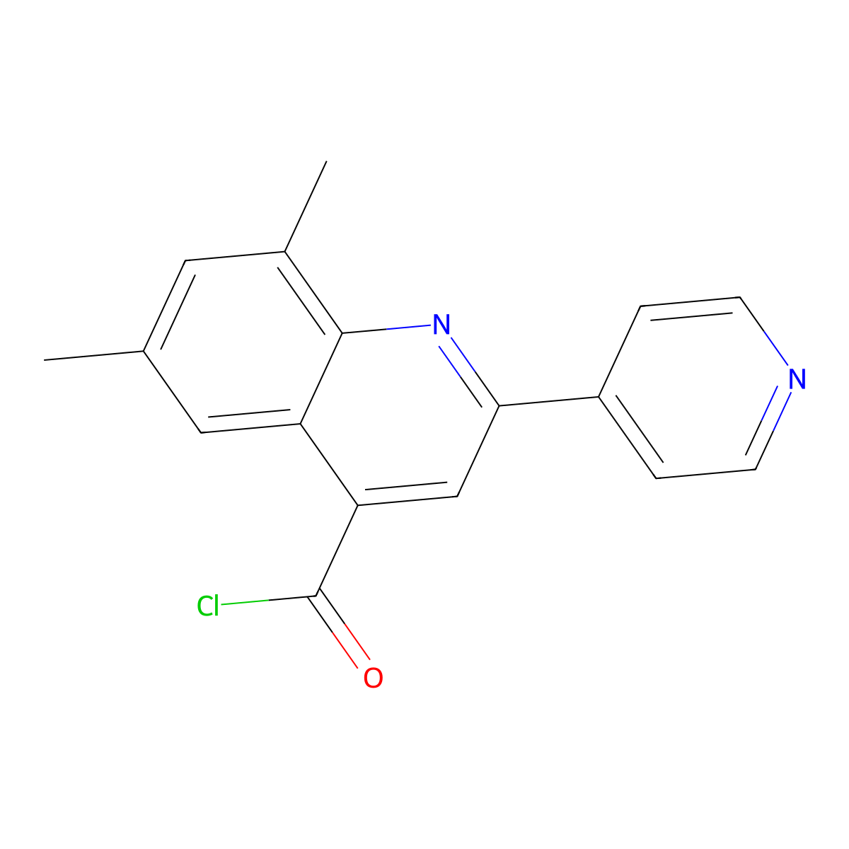 6,8-Dimethyl-2-pyridin-4-ylquinoline-4-carbonyl chloride hydrochloride molecular structure, CAS 1203146-78-4