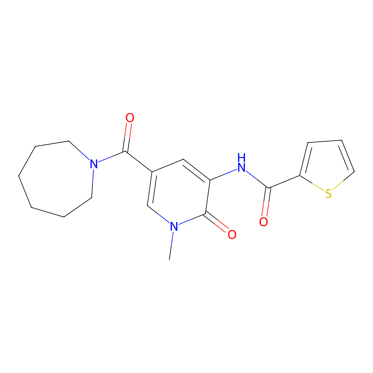 N-[5-(azepane-1-carbonyl)-1-methyl-2-oxo-1,2-dihydropyridin-3-yl]thiophene-2-carboxamide molecular structure, CAS 1203147-62-9