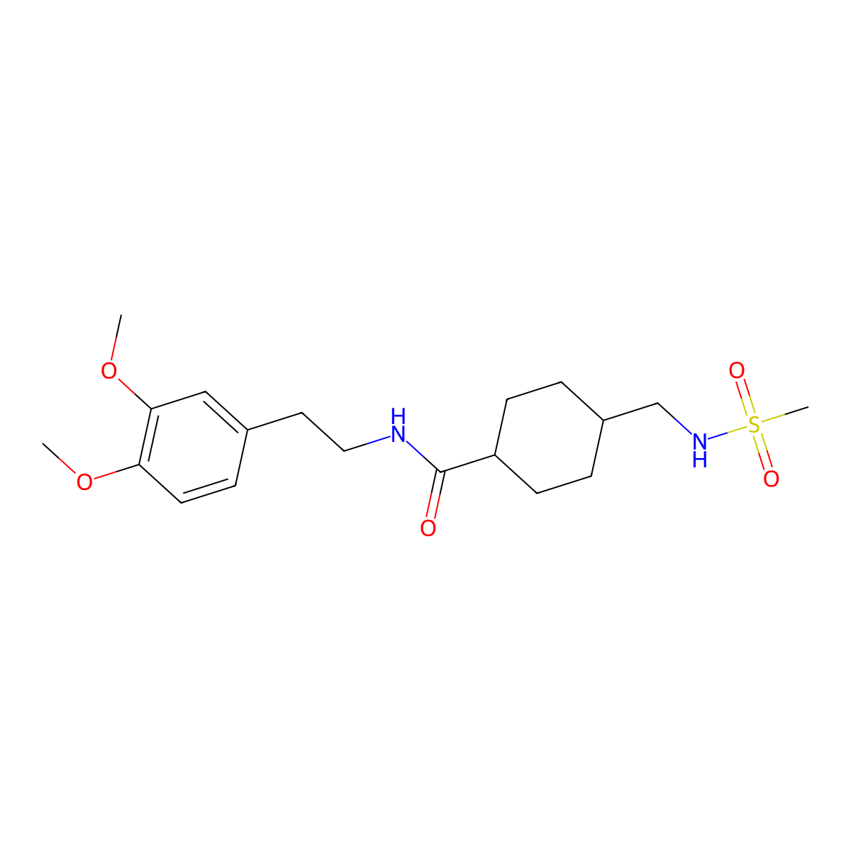 N-[2-(3,4-dimethoxyphenyl)ethyl]-4-(methanesulfonamidomethyl)cyclohexane-1-carboxamide molecular structure, CAS 1203148-54-2