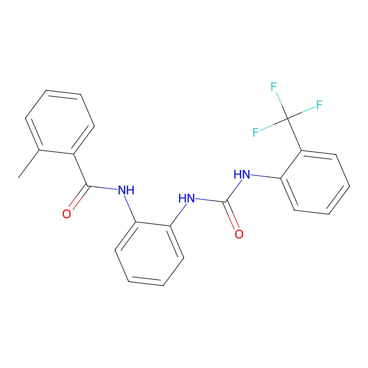 2-methyl-N-(2-(3-(2-(trifluoromethyl)phenyl)ureido)phenyl)benzamide molecular structure, CAS 1203149-64-7