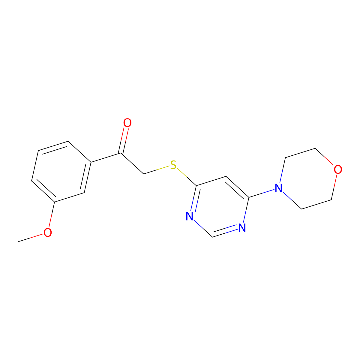 1-(3-Methoxyphenyl)-2-((6-morpholinopyrimidin-4-yl)thio)ethanone molecular structure, CAS 1203150-18-8