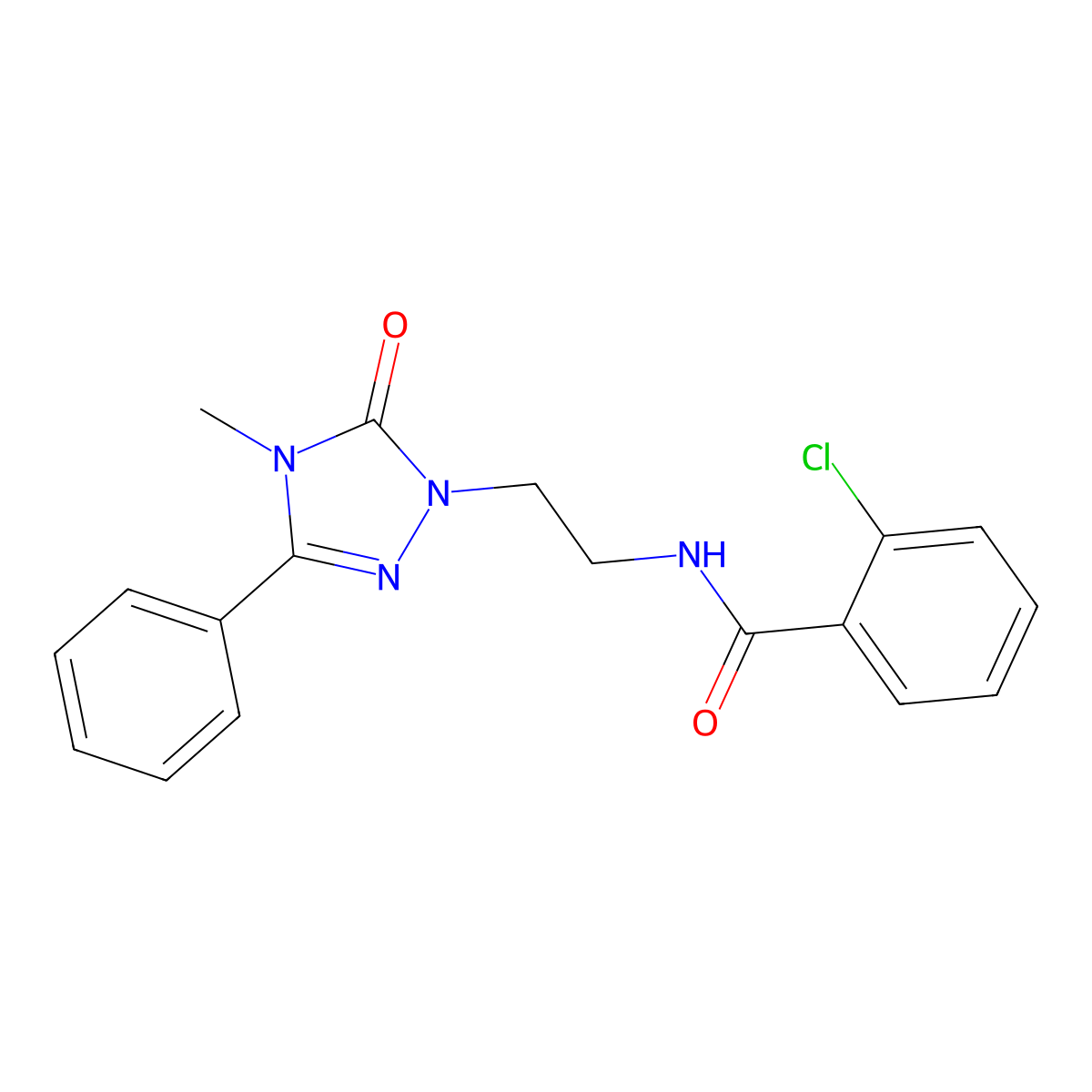 2-chloro-N-[2-(4-methyl-5-oxo-3-phenyl-4,5-dihydro-1H-1,2,4-triazol-1-yl)ethyl]benzamide molecular structure, CAS 1203150-35-9