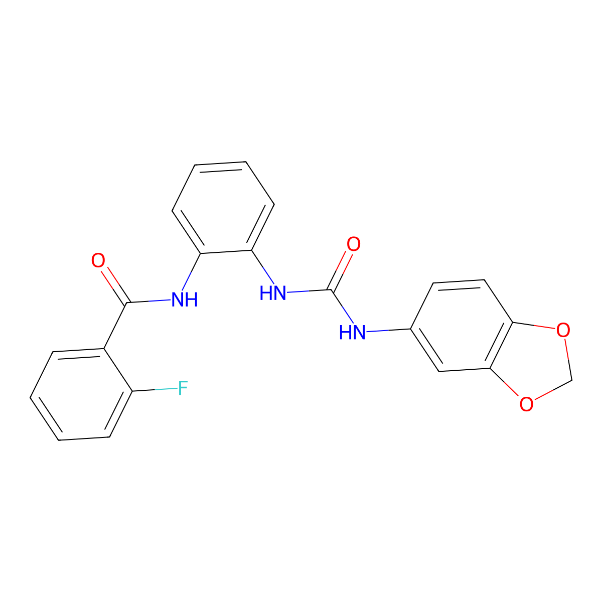 N-(2-(3-(benzo[d][1,3]dioxol-5-yl)ureido)phenyl)-2-fluorobenzamide molecular structure, CAS 1203150-99-5