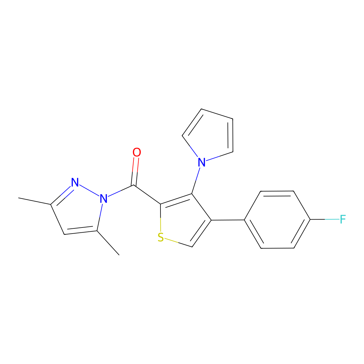(3,5-dimethyl-1H-pyrazol-1-yl)[4-(4-fluorophenyl)-3-(1H-pyrrol-1-yl)thiophen-2-yl]methanone molecular structure, CAS 1203153-01-8