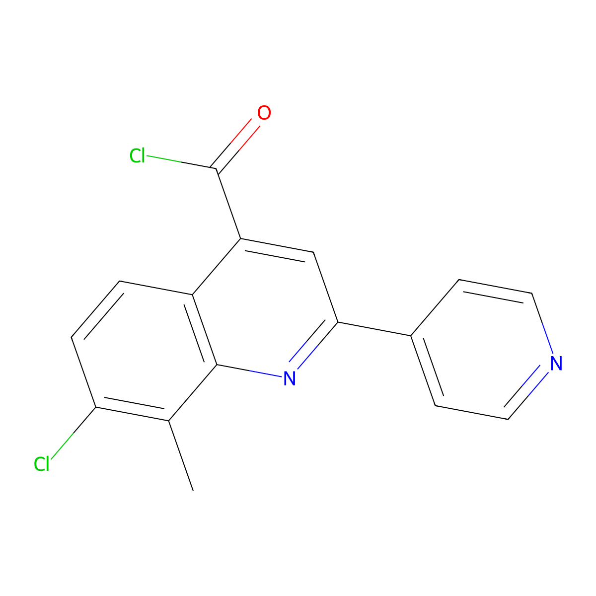 7-Chloro-8-methyl-2-pyridin-4-ylquinoline-4-carbonyl chloride hydrochloride molecular structure, CAS 1203153-12-1