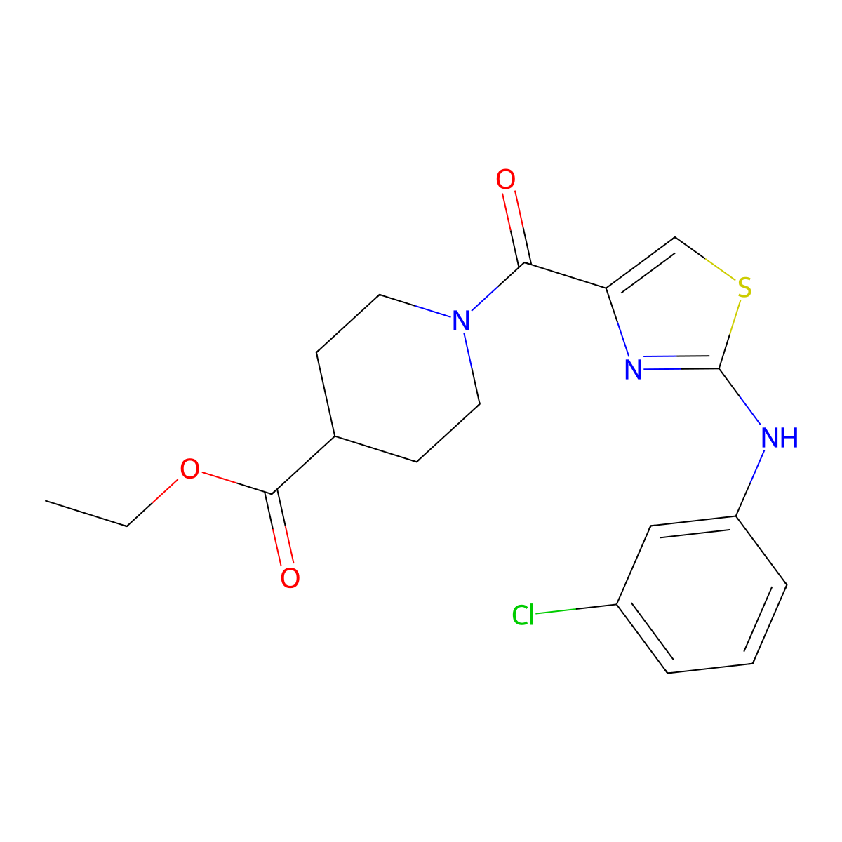 Ethyl 1-(2-((3-chlorophenyl)amino)thiazole-4-carbonyl)piperidine-4-carboxylate molecular structure, CAS 1203153-65-4
