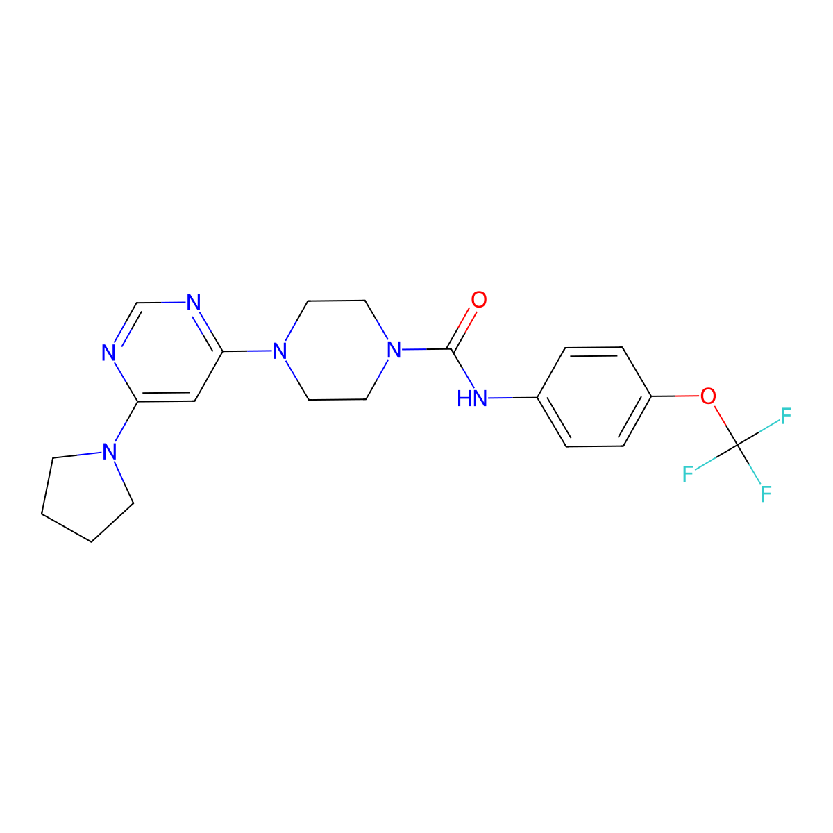 4-(6-(pyrrolidin-1-yl)pyrimidin-4-yl)-N-(4-(trifluoromethoxy)phenyl)piperazine-1-carboxamide molecular structure, CAS 1203154-15-7
