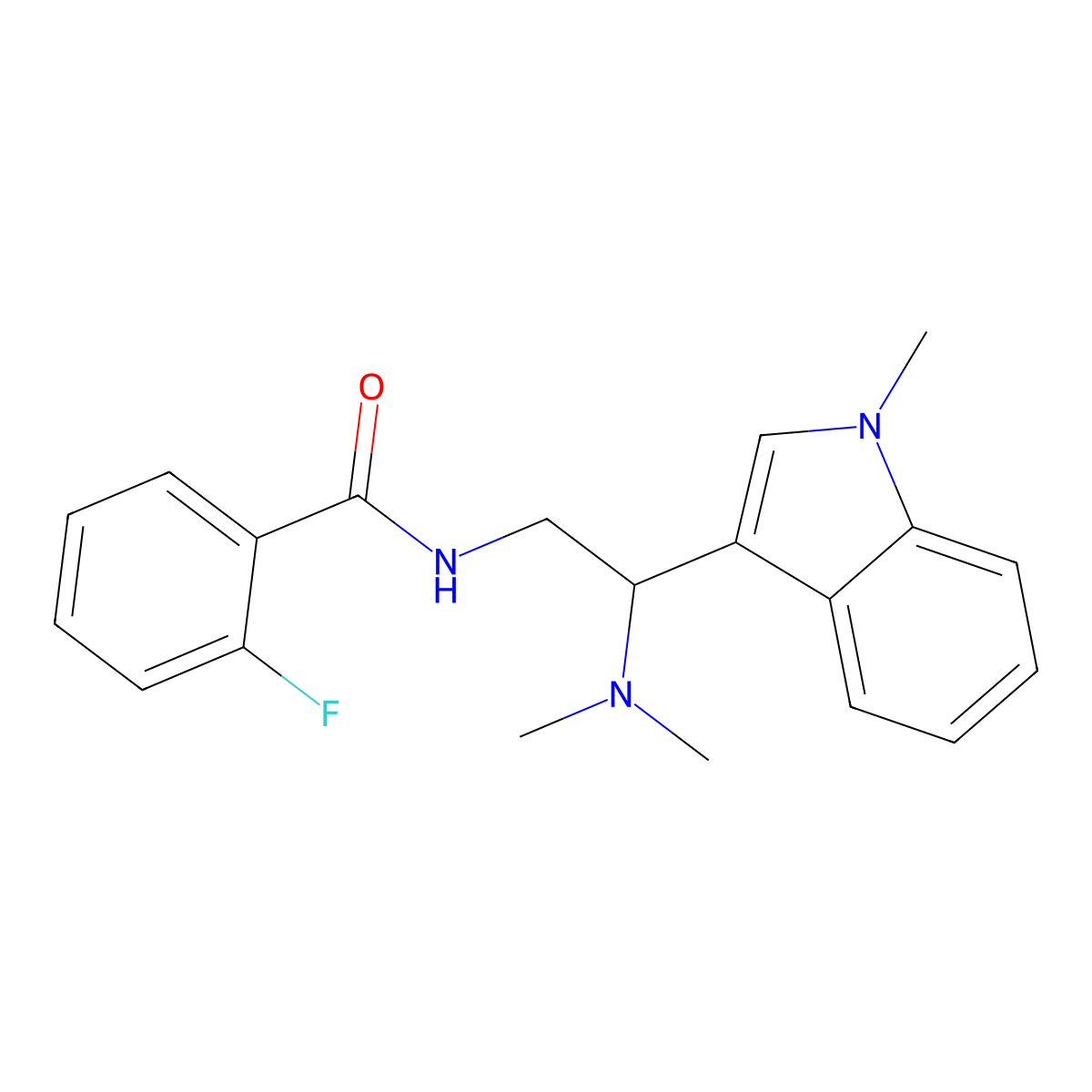 N-[2-(dimethylamino)-2-(1-methyl-1H-indol-3-yl)ethyl]-2-fluorobenzamide molecular structure, CAS 1203154-89-5