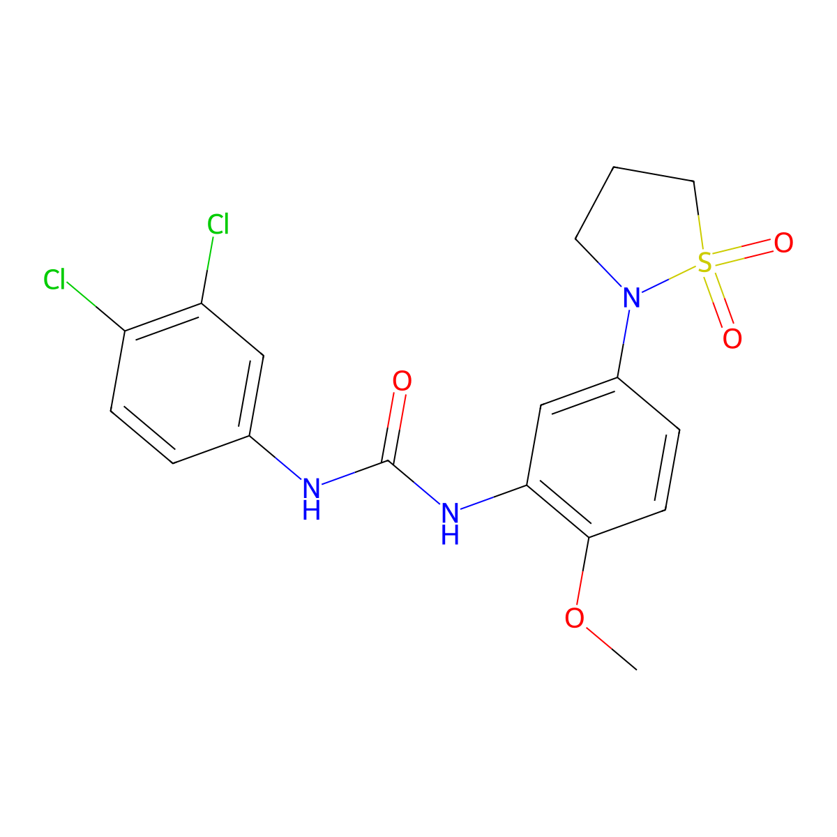1-(3,4-Dichlorophenyl)-3-(5-(1,1-dioxidoisothiazolidin-2-yl)-2-methoxyphenyl)urea molecular structure, CAS 1203155-47-8