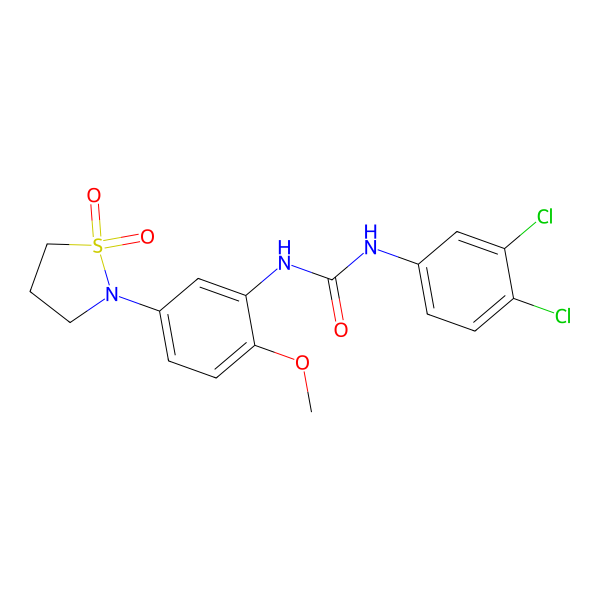 1-(3,4-Dichlorophenyl)-3-(5-(1,1-dioxidoisothiazolidin-2-yl)-2-methoxyphenyl)urea molecular structure, CAS 1203155-47-8