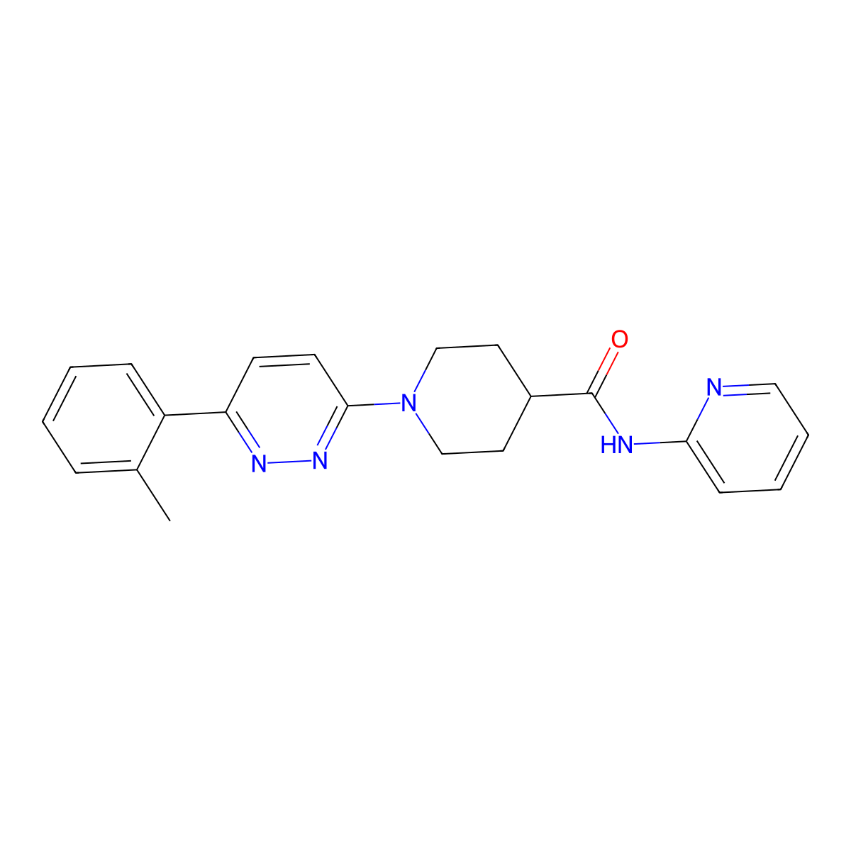 N-(pyridin-2-yl)-1-(6-(o-tolyl)pyridazin-3-yl)piperidine-4-carboxamide molecular structure, CAS 1203155-50-3