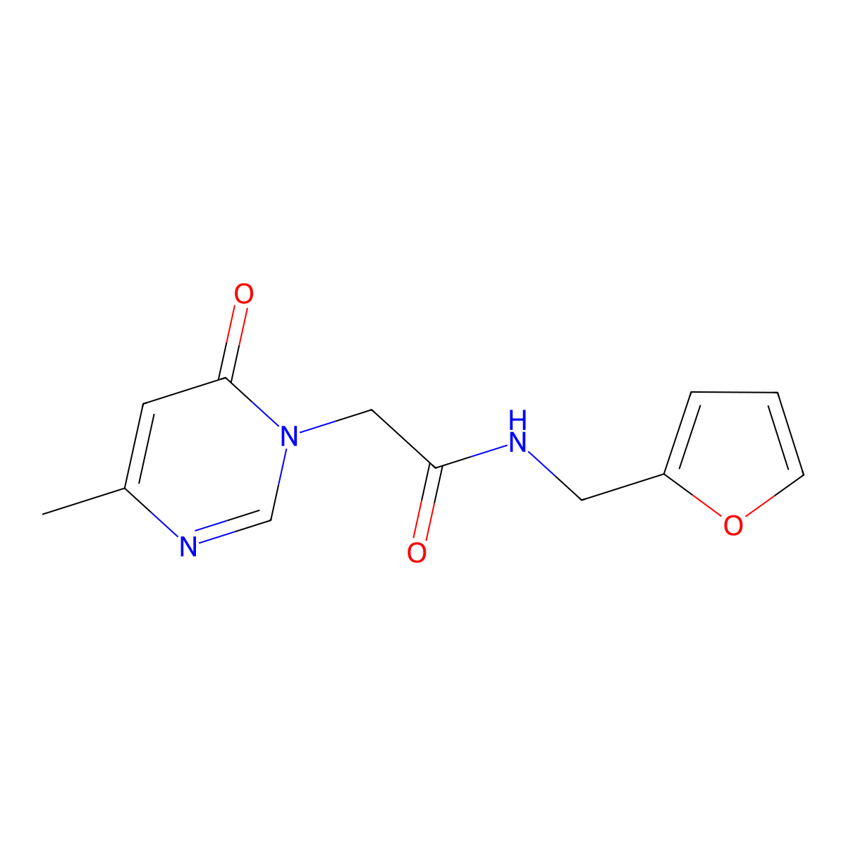 N-(furan-2-ylmethyl)-2-(4-methyl-6-oxopyrimidin-1(6H)-yl)acetamide molecular structure, CAS 1203155-92-3