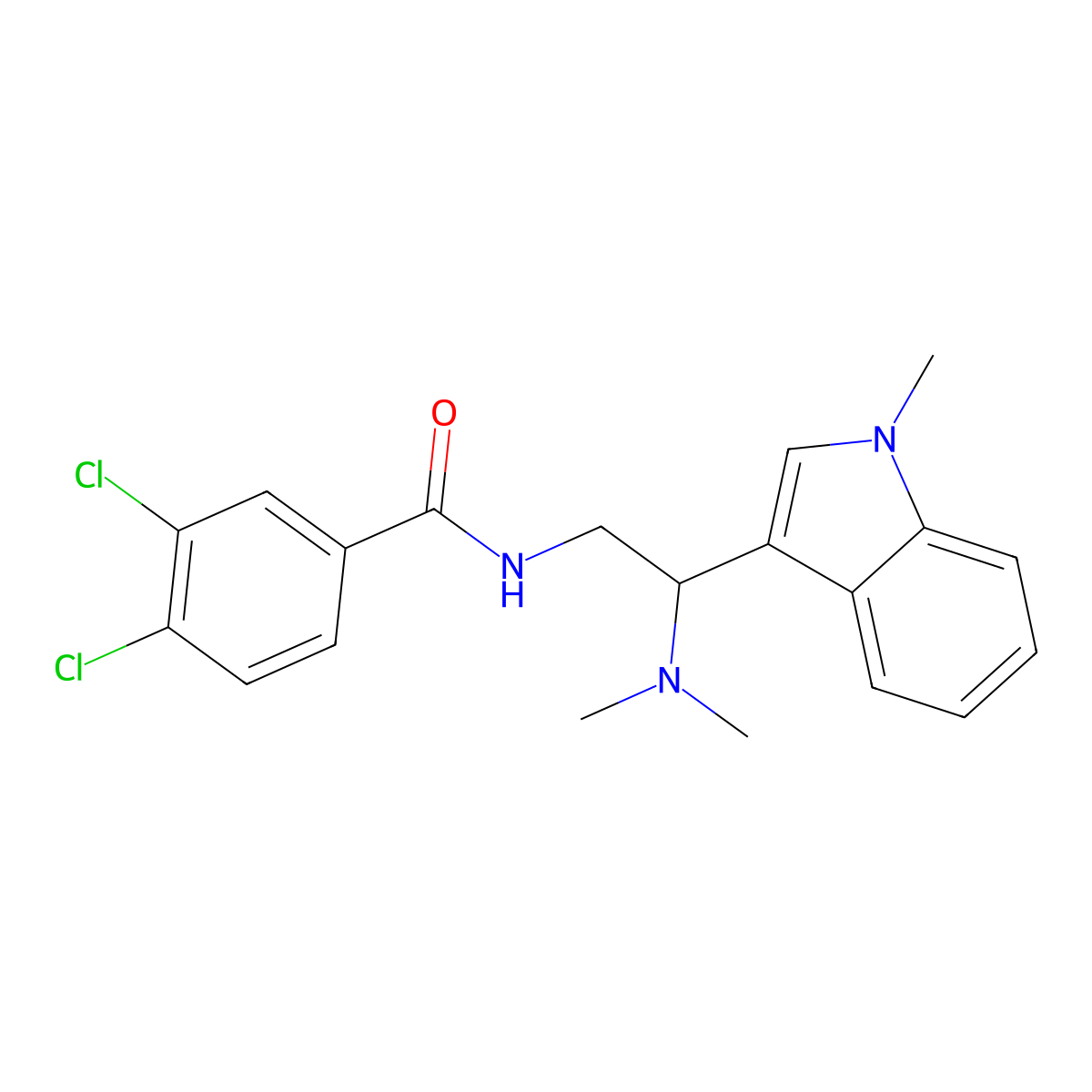 3,4-dichloro-N-[2-(dimethylamino)-2-(1-methyl-1H-indol-3-yl)ethyl]benzamide molecular structure, CAS 1203156-11-9