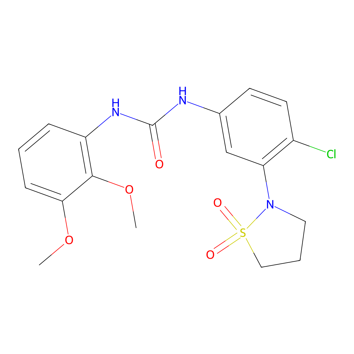 1-(4-Chloro-3-(1,1-dioxidoisothiazolidin-2-yl)phenyl)-3-(2,3-dimethoxyphenyl)urea molecular structure, CAS 1203156-71-1