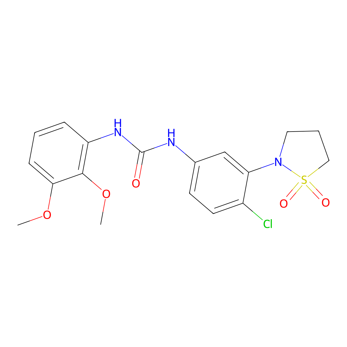 1-(4-Chloro-3-(1,1-dioxidoisothiazolidin-2-yl)phenyl)-3-(2,3-dimethoxyphenyl)urea molecular structure, CAS 1203156-71-1