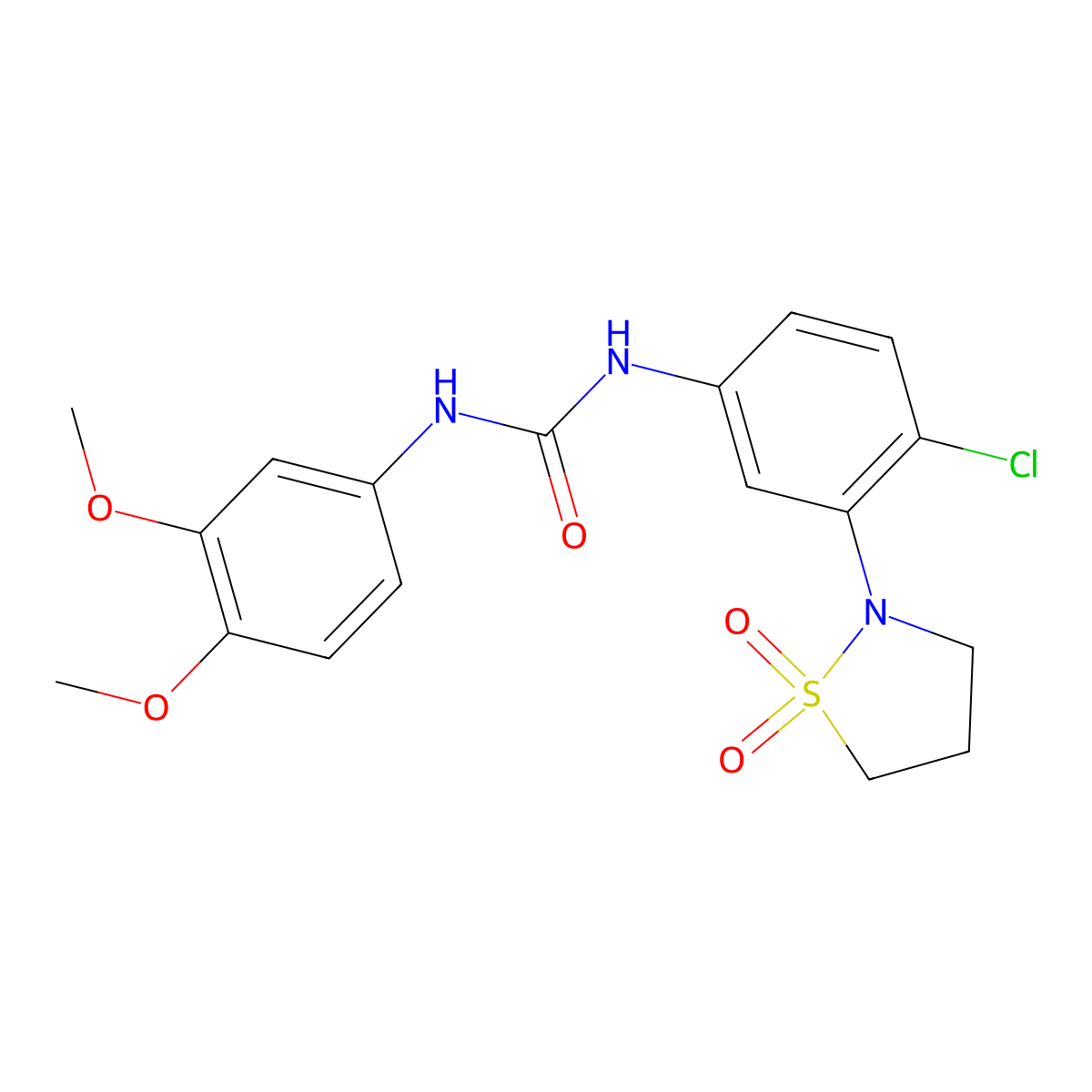 1-(4-Chloro-3-(1,1-dioxidoisothiazolidin-2-yl)phenyl)-3-(3,4-dimethoxyphenyl)urea molecular structure, CAS 1203159-34-5