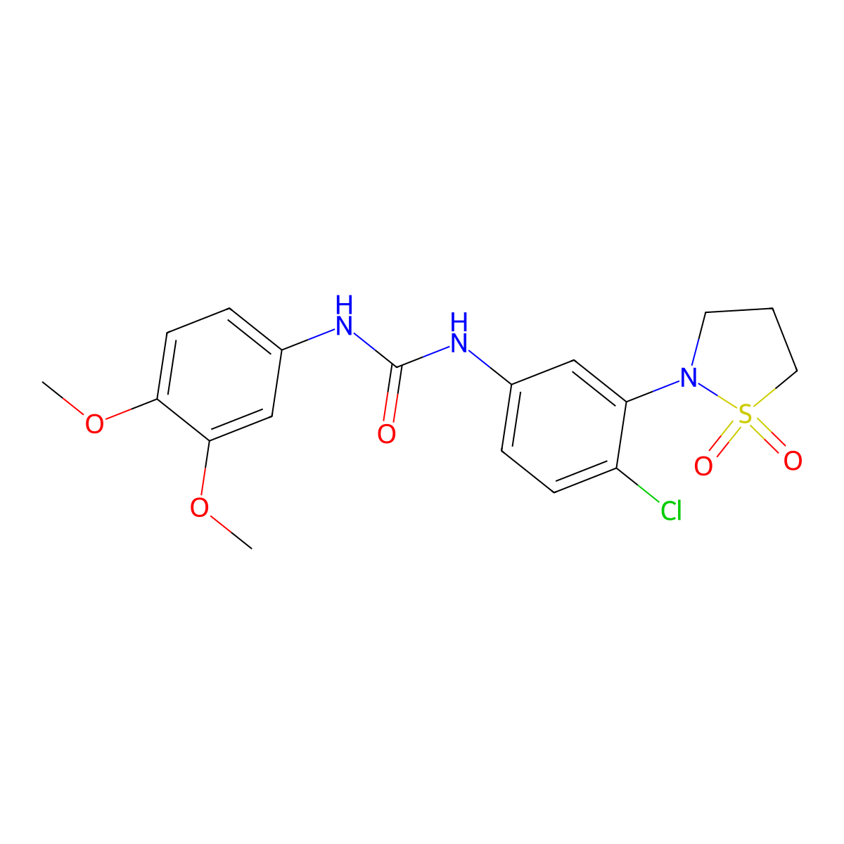 1-(4-Chloro-3-(1,1-dioxidoisothiazolidin-2-yl)phenyl)-3-(3,4-dimethoxyphenyl)urea molecular structure, CAS 1203159-34-5
