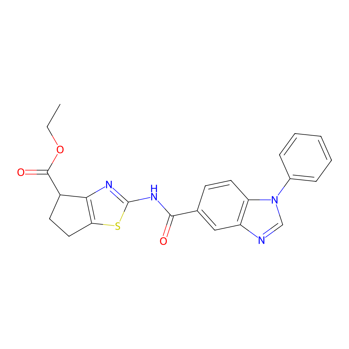 ethyl 2-(1-phenyl-1H-benzo[d]imidazole-5-carboxamido)-5,6-dihydro-4H-cyclopenta[d]thiazole-4-carboxylate molecular structure, CAS 1203161-22-1