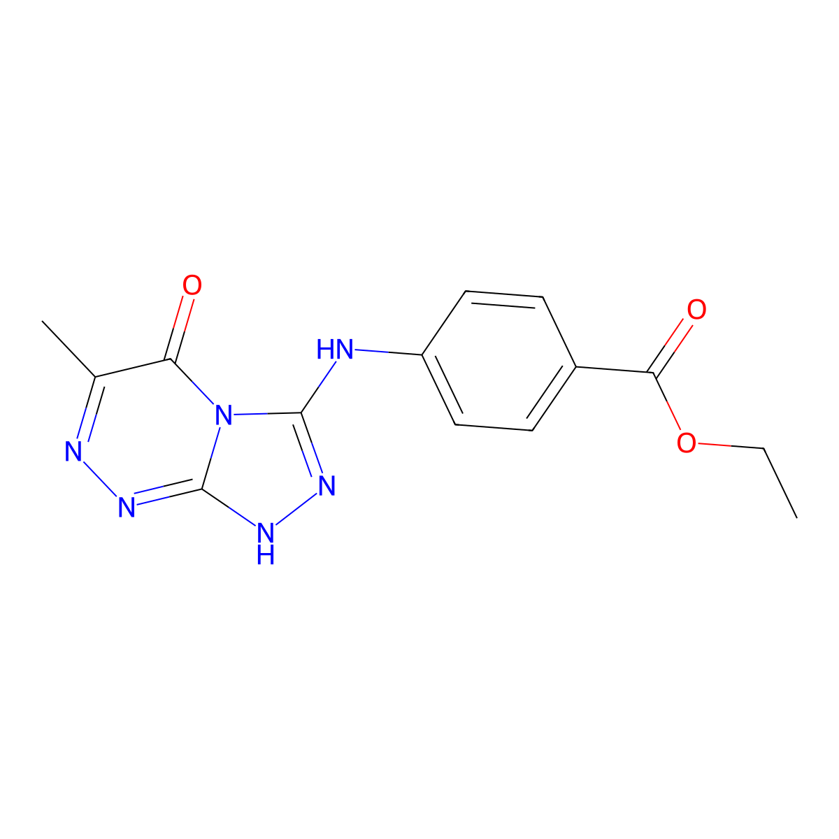 Ethyl 4-((6-methyl-5-oxo-1,5-dihydro-[1,2,4]triazolo[3,4-c][1,2,4]triazin-3-yl)amino)benzoate molecular structure, CAS 1203162-37-1