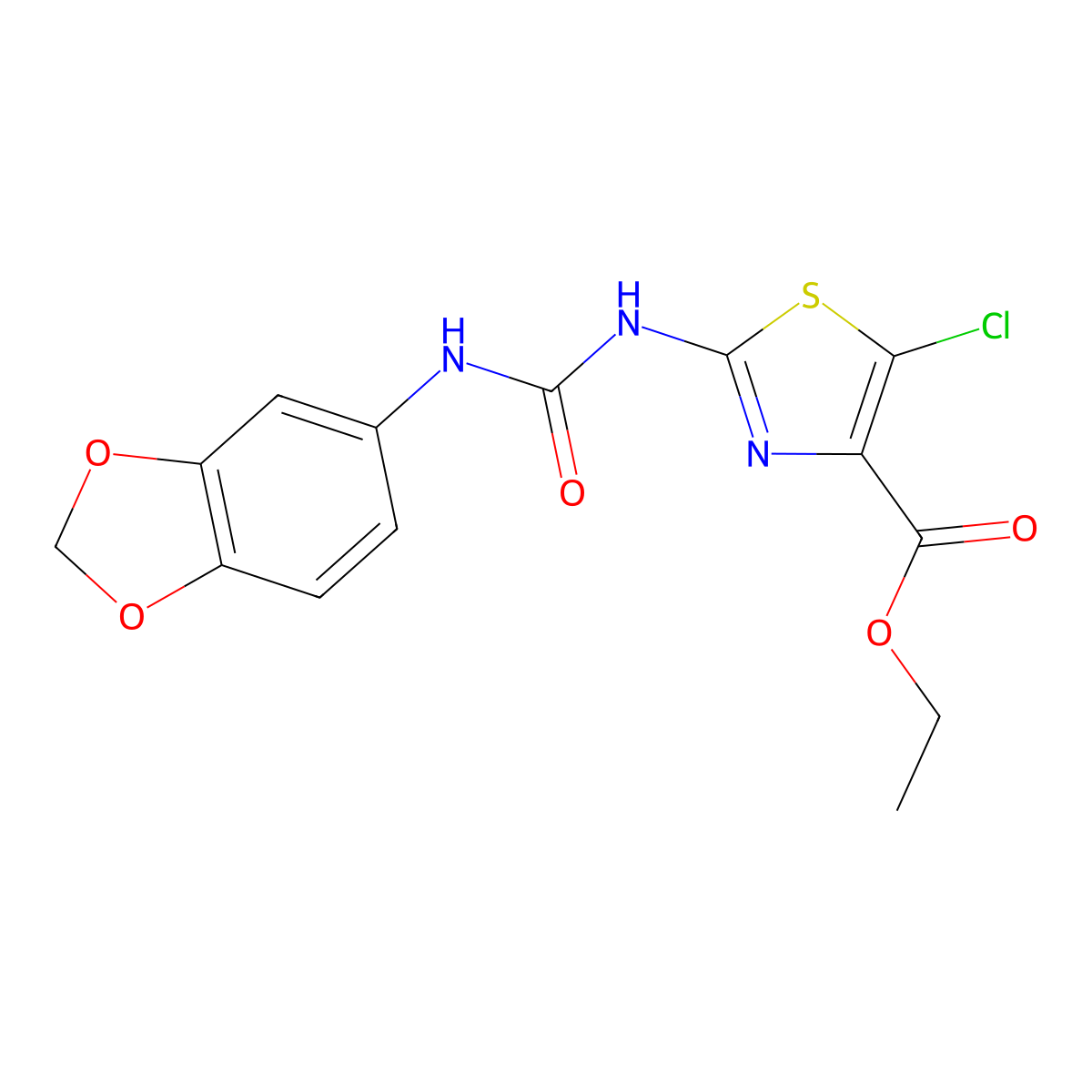 Ethyl 2-(3-(benzo[d][1,3]dioxol-5-yl)ureido)-5-chlorothiazole-4-carboxylate molecular structure, CAS 1203162-85-9
