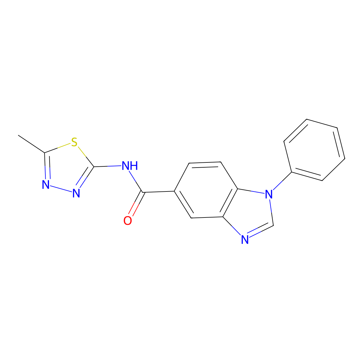 N-(5-methyl-1,3,4-thiadiazol-2-yl)-1-phenyl-1H-benzo[d]imidazole-5-carboxamide molecular structure, CAS 1203163-41-0