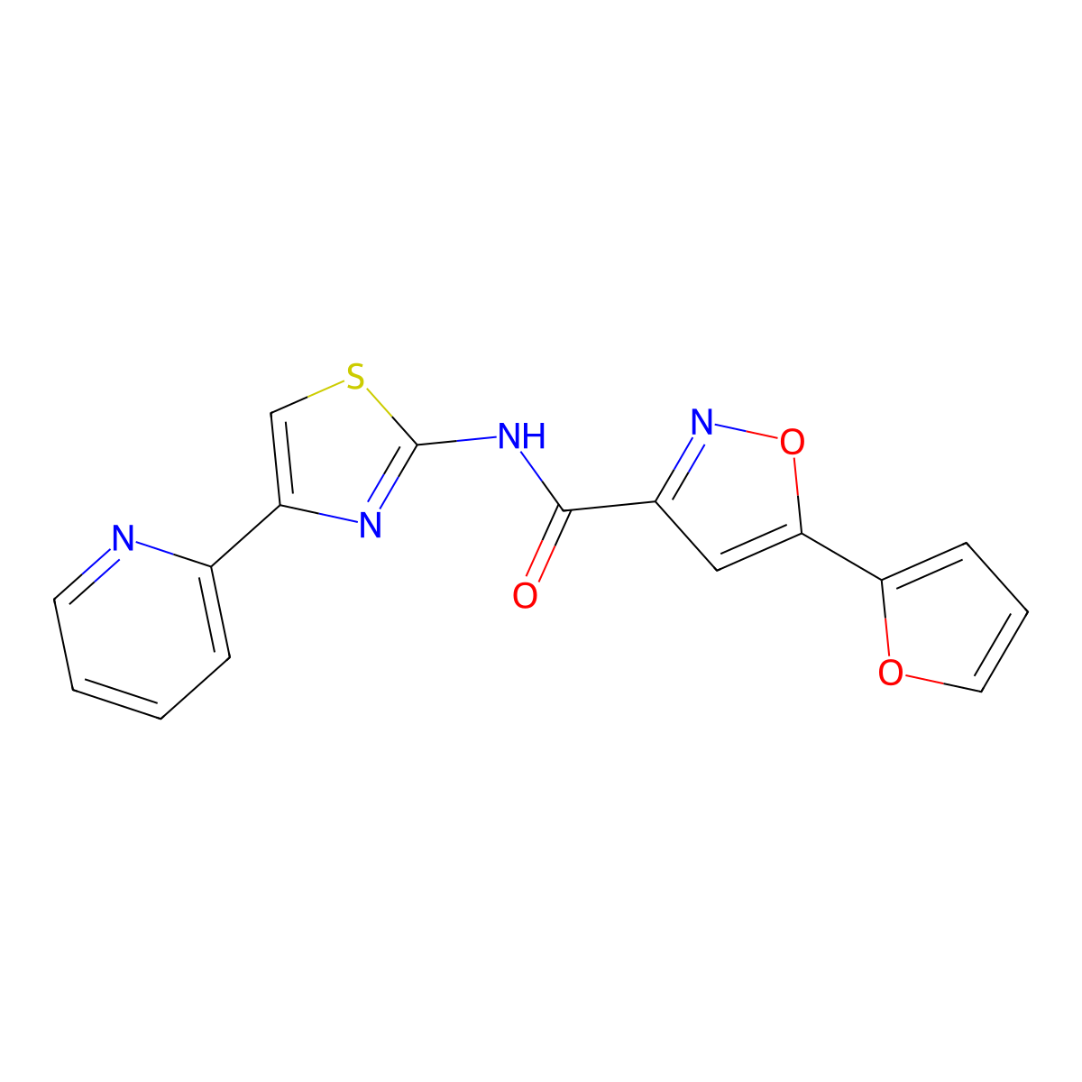 5-(furan-2-yl)-N-(4-(pyridin-2-yl)thiazol-2-yl)isoxazole-3-carboxamide molecular structure, CAS 1203164-28-6
