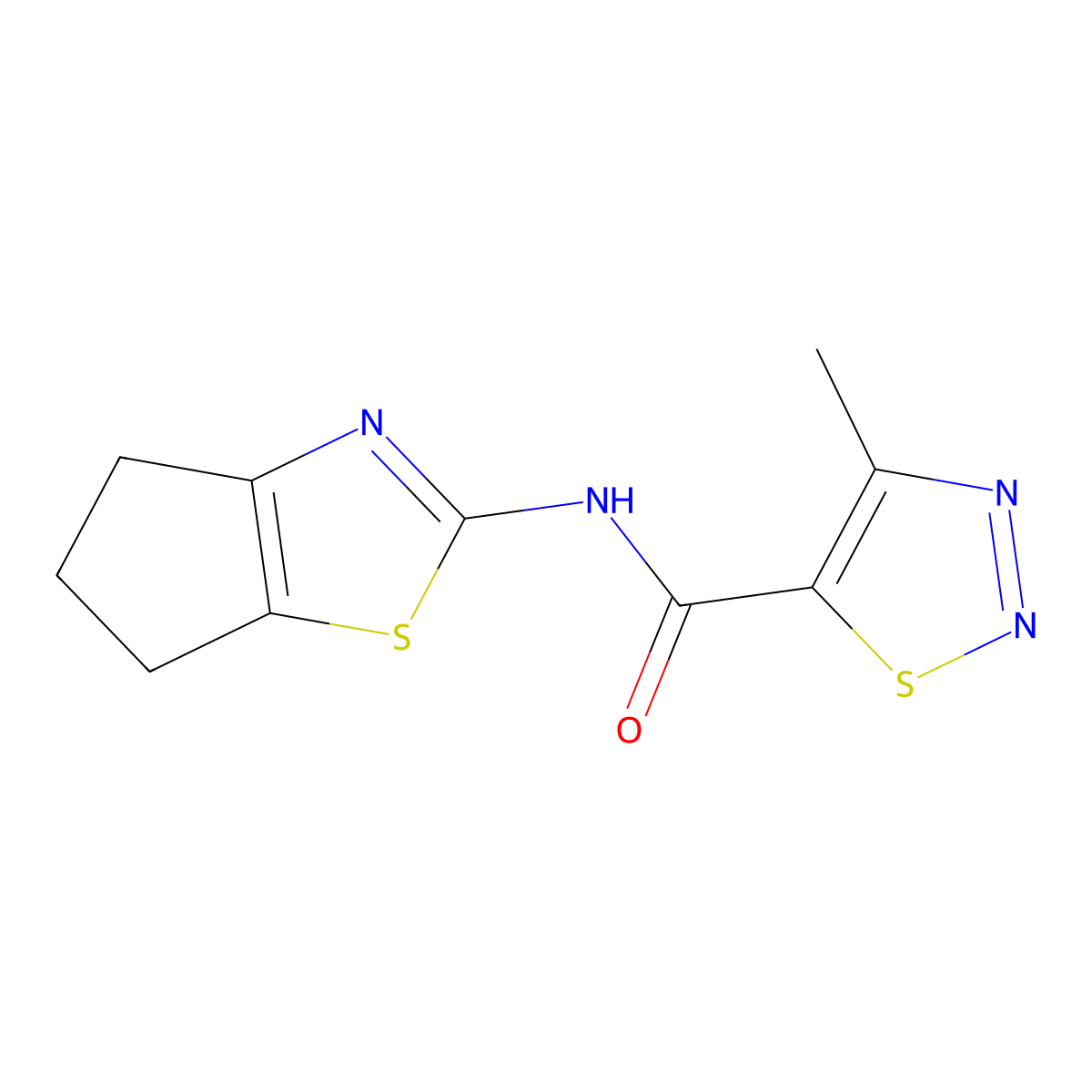 N-(5,6-dihydro-4H-cyclopenta[d]thiazol-2-yl)-4-methyl-1,2,3-thiadiazole-5-carboxamide molecular structure, CAS 1203165-51-8