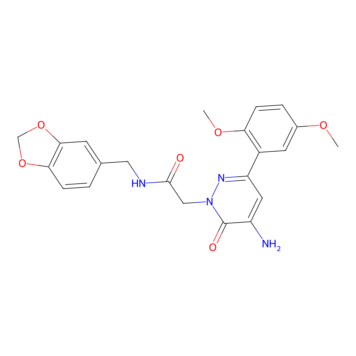2-(5-amino-3-(2,5-dimethoxyphenyl)-6-oxopyridazin-1(6H)-yl)-N-(benzo[d][1,3]dioxol-5-ylmethyl)acetamide molecular structure, CAS 1203165-56-3