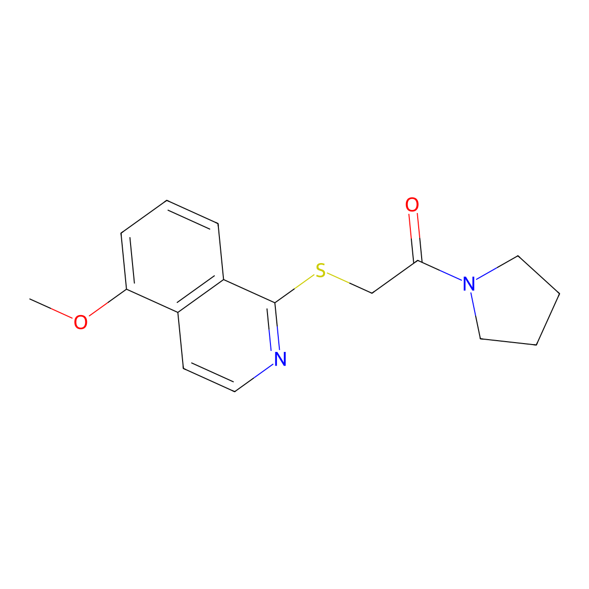 2-((5-Methoxyisoquinolin-1-yl)thio)-1-(pyrrolidin-1-yl)ethanone molecular structure, CAS 1203166-06-6