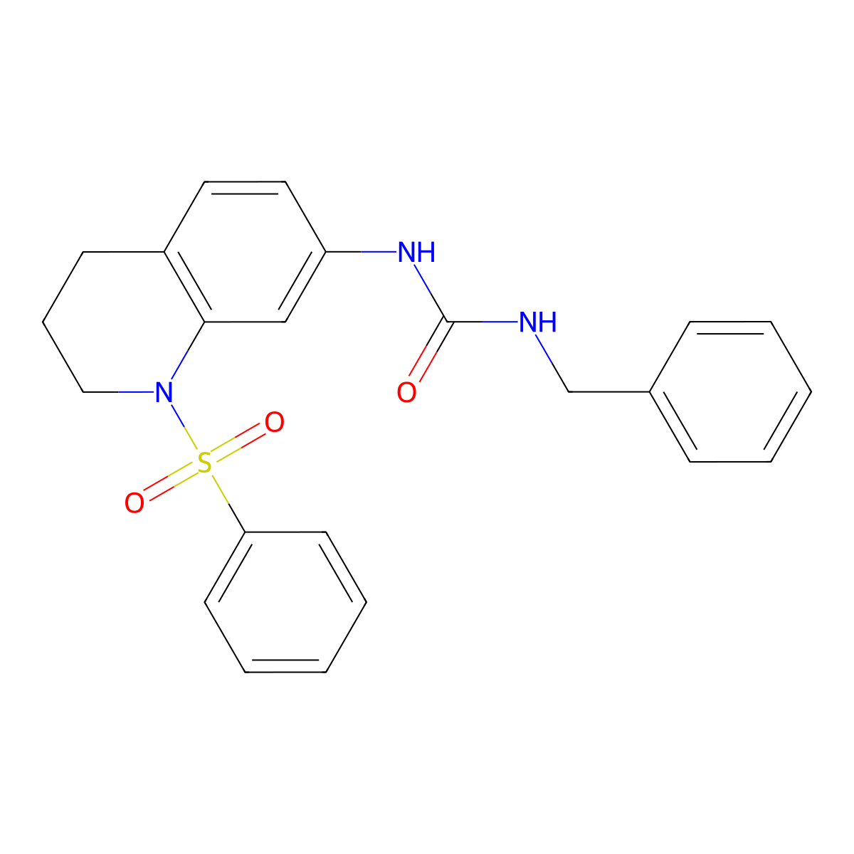 1-Benzyl-3-(1-(phenylsulfonyl)-1,2,3,4-tetrahydroquinolin-7-yl)urea molecular structure, CAS 1203166-23-7