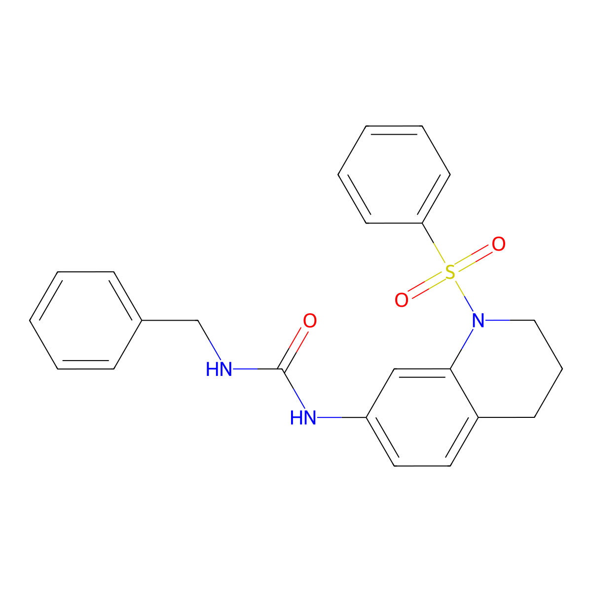 1-Benzyl-3-(1-(phenylsulfonyl)-1,2,3,4-tetrahydroquinolin-7-yl)urea molecular structure, CAS 1203166-23-7