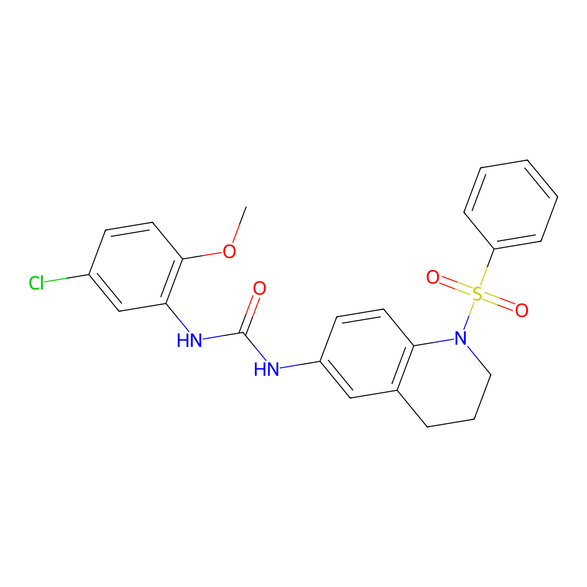 1-(5-Chloro-2-methoxyphenyl)-3-(1-(phenylsulfonyl)-1,2,3,4-tetrahydroquinolin-6-yl)urea molecular structure, CAS 1203167-71-8