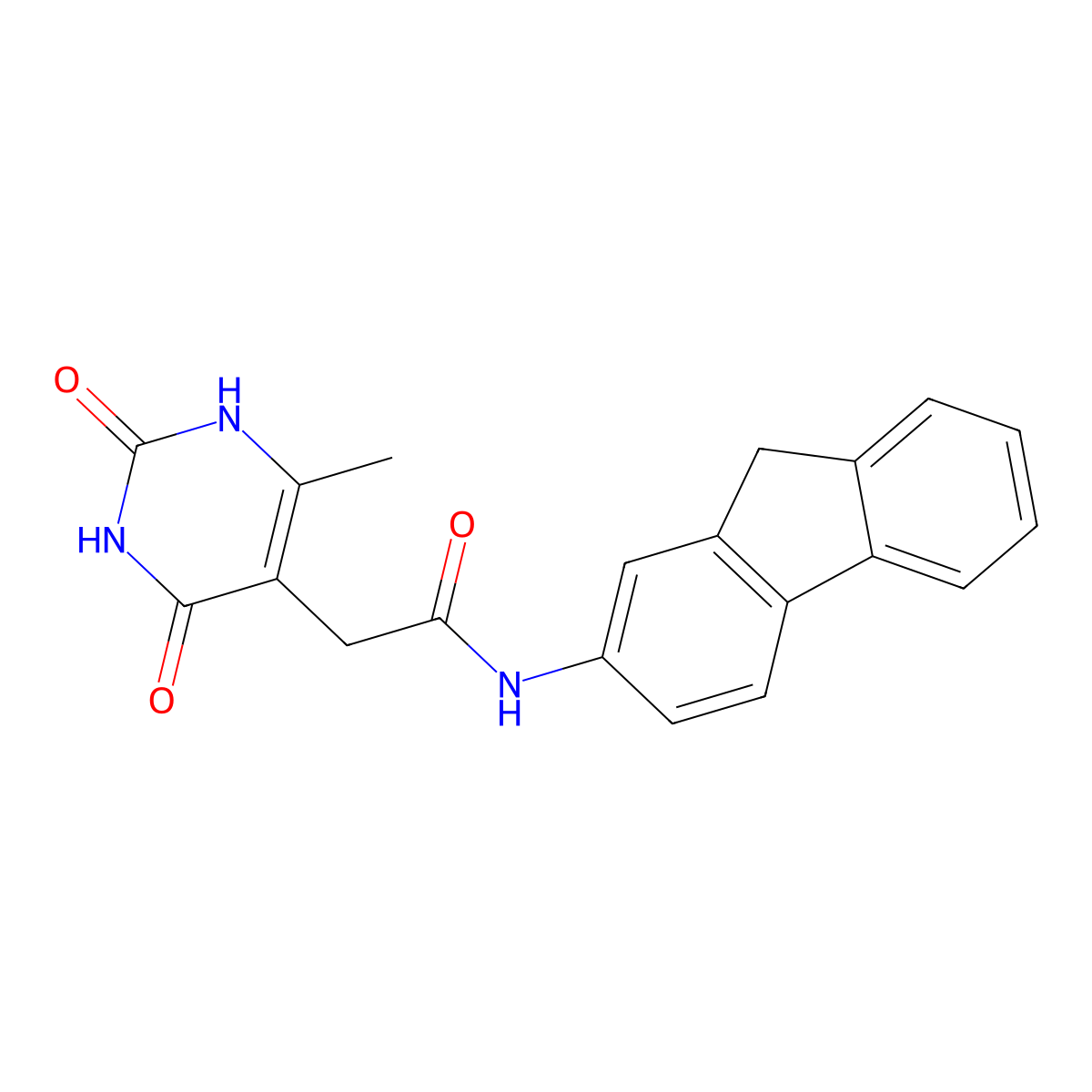 N-(9H-fluoren-2-yl)-2-(6-methyl-2,4-dioxo-1,2,3,4-tetrahydropyrimidin-5-yl)acetamide molecular structure, CAS 1203167-90-1
