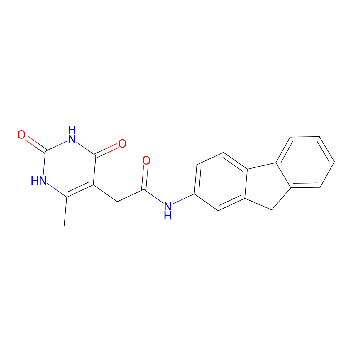 N-(9H-fluoren-2-yl)-2-(6-methyl-2,4-dioxo-1,2,3,4-tetrahydropyrimidin-5-yl)acetamide molecular structure, CAS 1203167-90-1