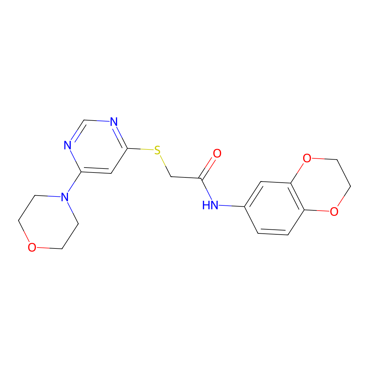N-(2,3-dihydrobenzo[b][1,4]dioxin-6-yl)-2-((6-morpholinopyrimidin-4-yl)thio)acetamide molecular structure, CAS 1203168-53-9