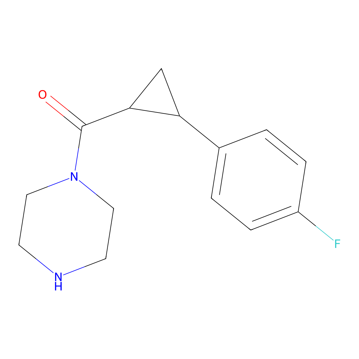 (2-(4-Fluorophenyl)cyclopropyl)(piperazin-1-yl)methanone molecular structure, CAS 1203168-72-2