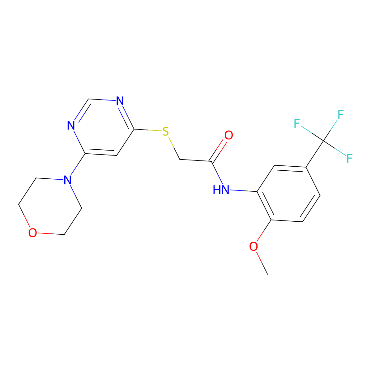 N-(2-methoxy-5-(trifluoromethyl)phenyl)-2-((6-morpholinopyrimidin-4-yl)thio)acetamide molecular structure, CAS 1203168-73-3